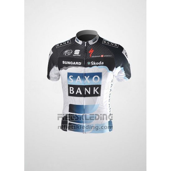 2010 Fietskleding Saxo Bank Zwart en Wit Korte Mouwen en Koersbroek